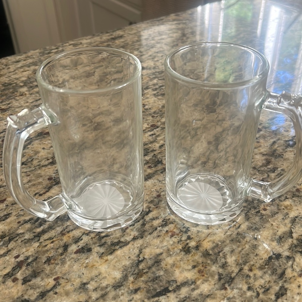 6 Glass beer mugs